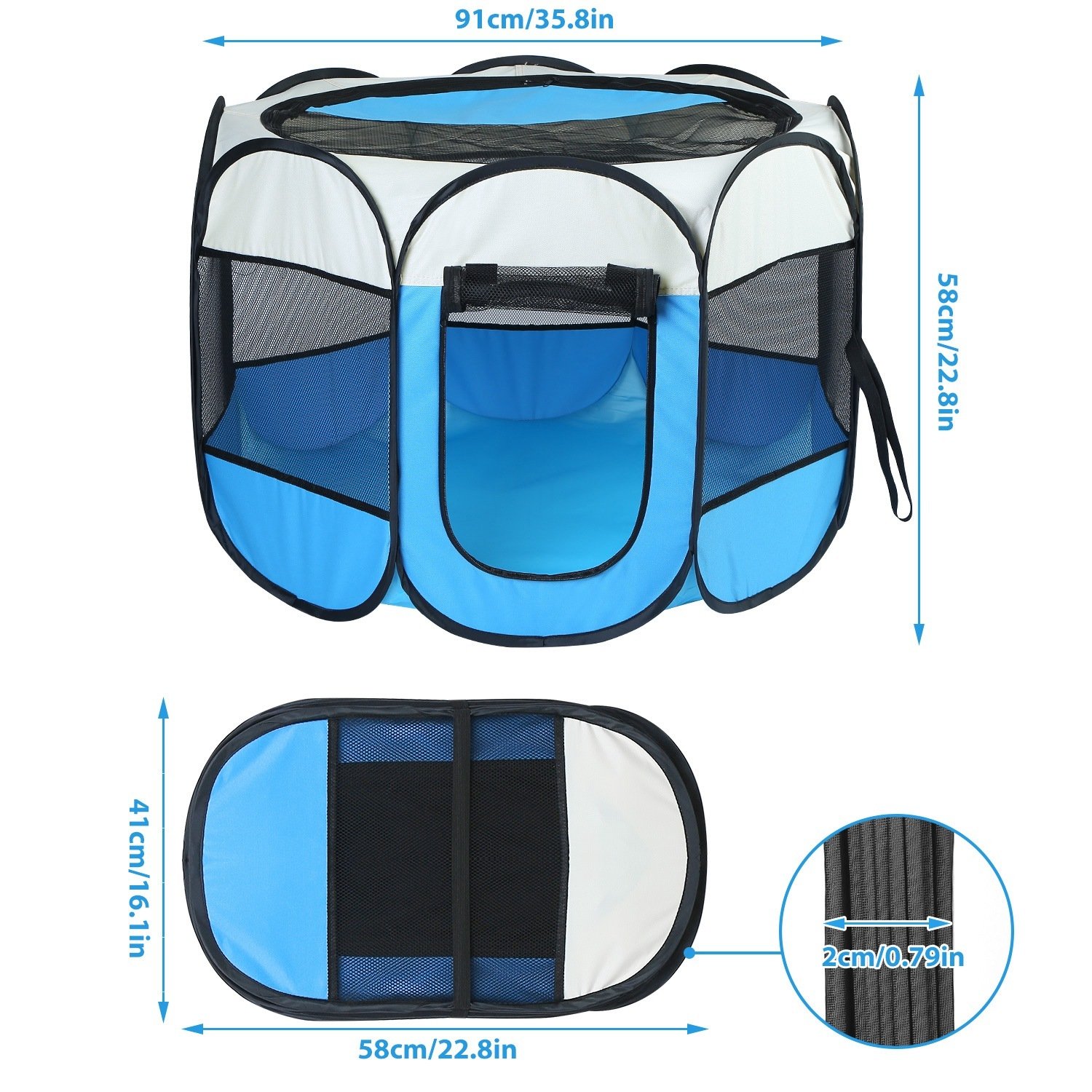Portable Foldable Pet Tent w/ Zipper Top & Bottom - Image 9