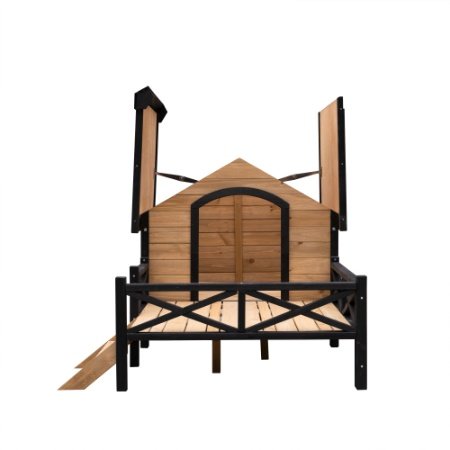 Outdoor Large Wooden Dog Kennel With Porch - Image 4