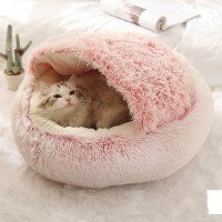 2 In 1 Round Plush Warm Pet Bed For Dogs And Cats