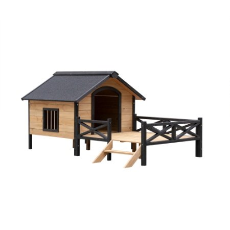 Outdoor Large Wooden Dog Kennel With Porch - Image 7
