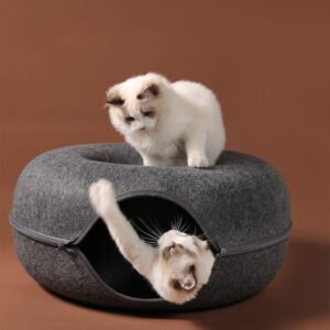 Four Season Felt Cat Tunnel and Dual-Use Nest Bed