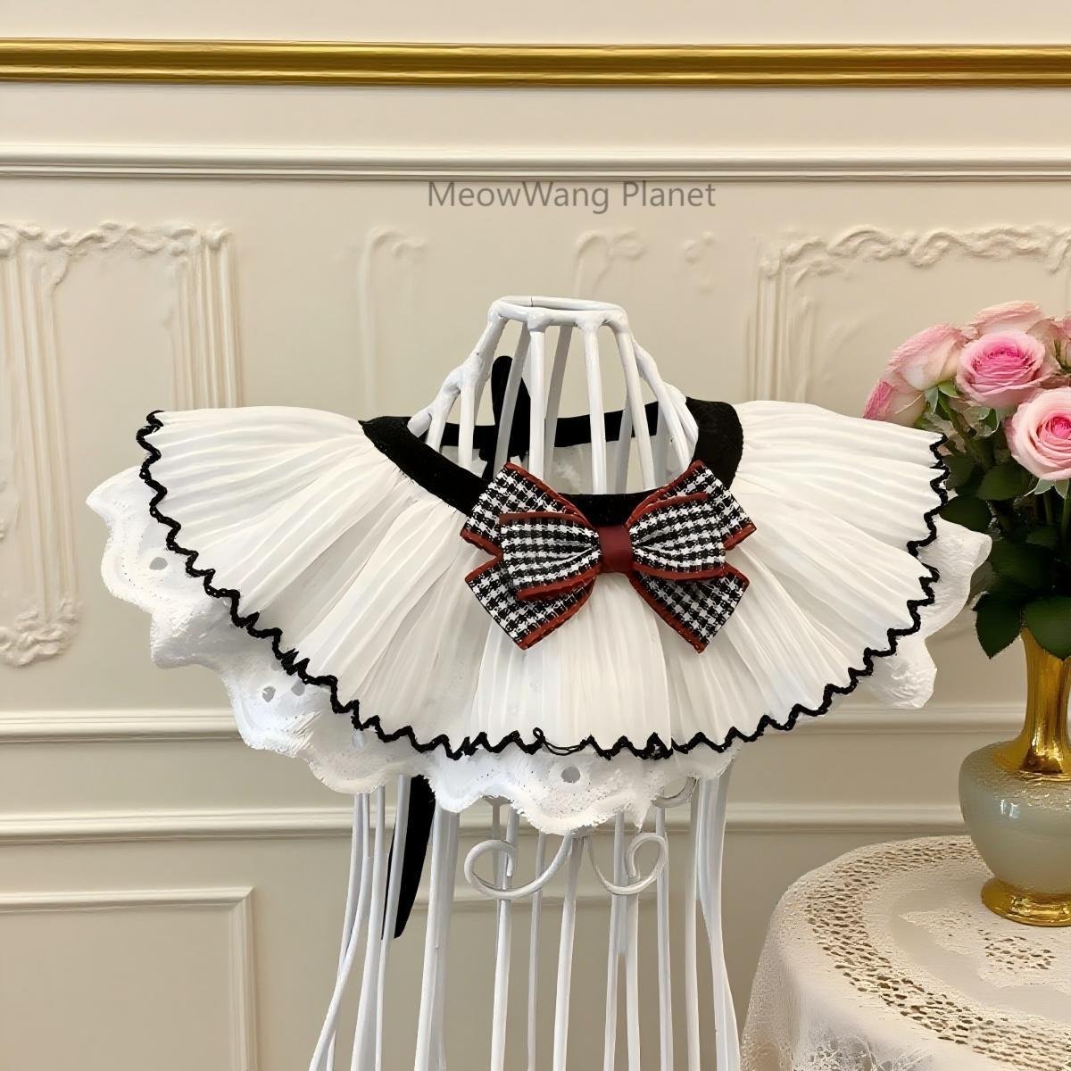 Lace Bow Pet Collar Elegant Neck Accessory - Image 4