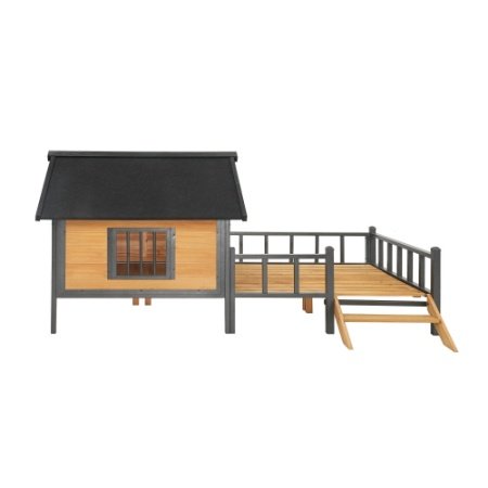 Outdoor Wooden Cabin Dog Kennel With Porch - Image 4