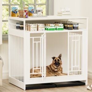 43.3 Inch Wooden Dog Kennel Furniture w/ Divider