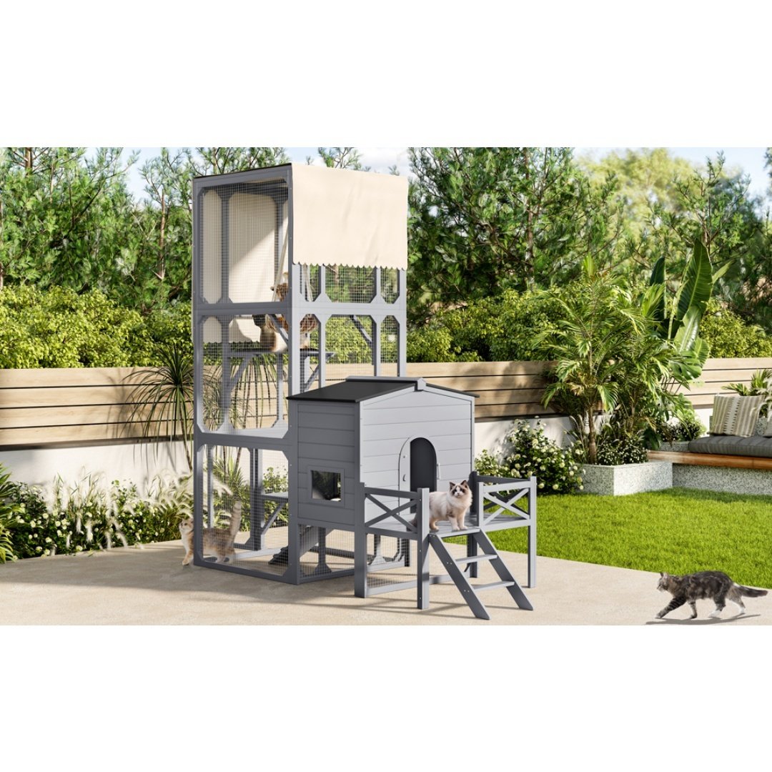 Wooden Catio Outdoor Cat House Enclosure - Image 4