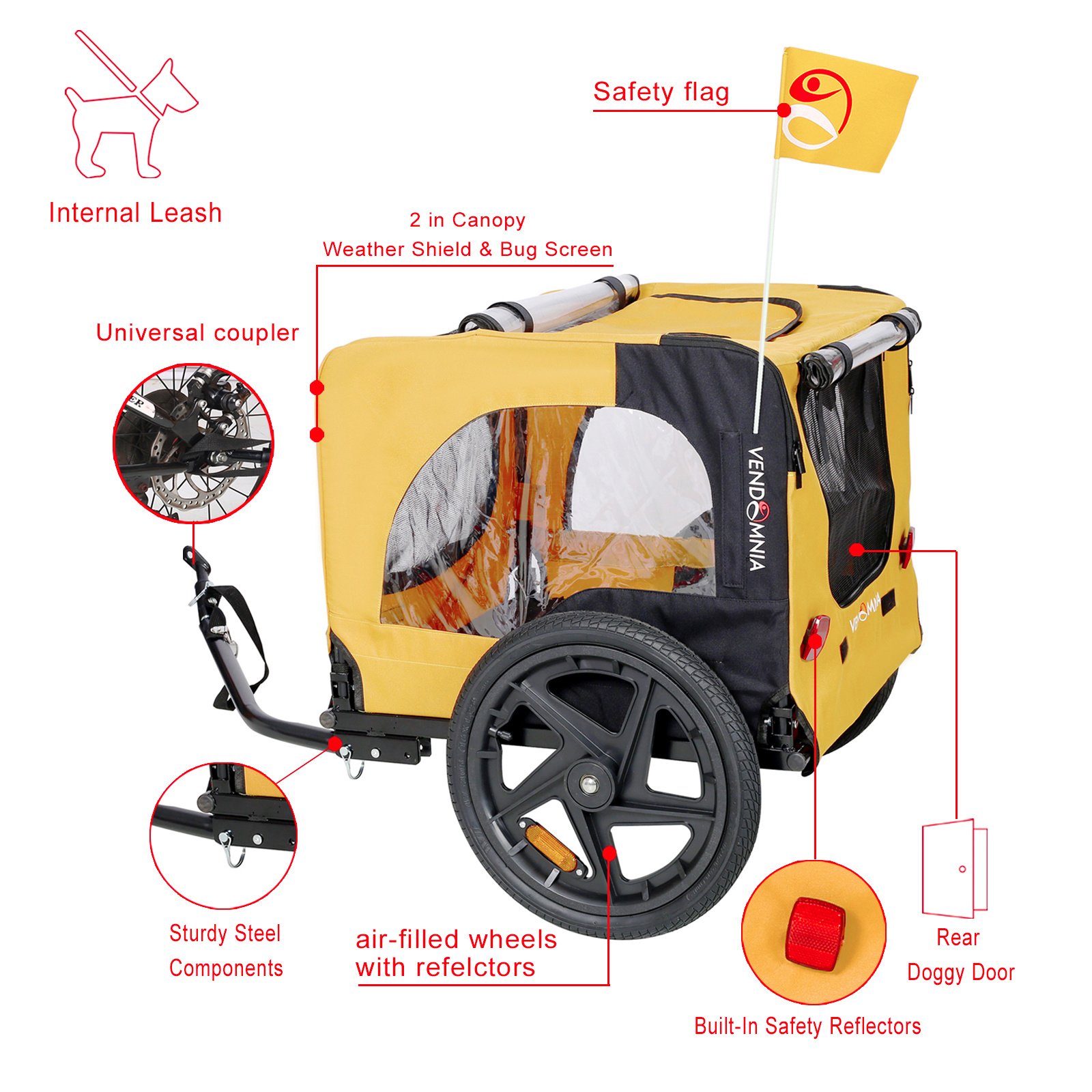 Yellow Foldable Pet Stroller Carrier - Image 2