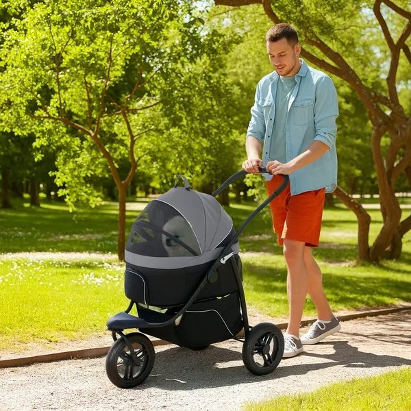 3 in 1 Pet Jogging Stroller with Detachable Carrier