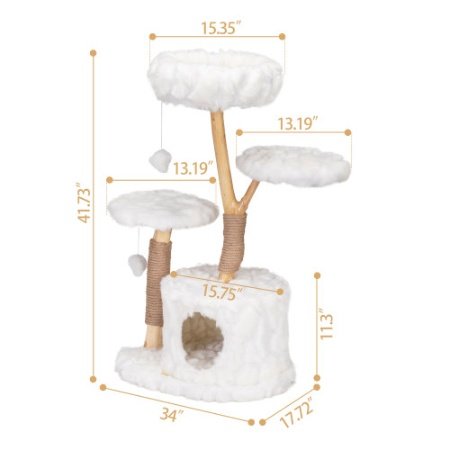 Modern Luxury Cat Tree Tower With Cat Condo White - Image 4