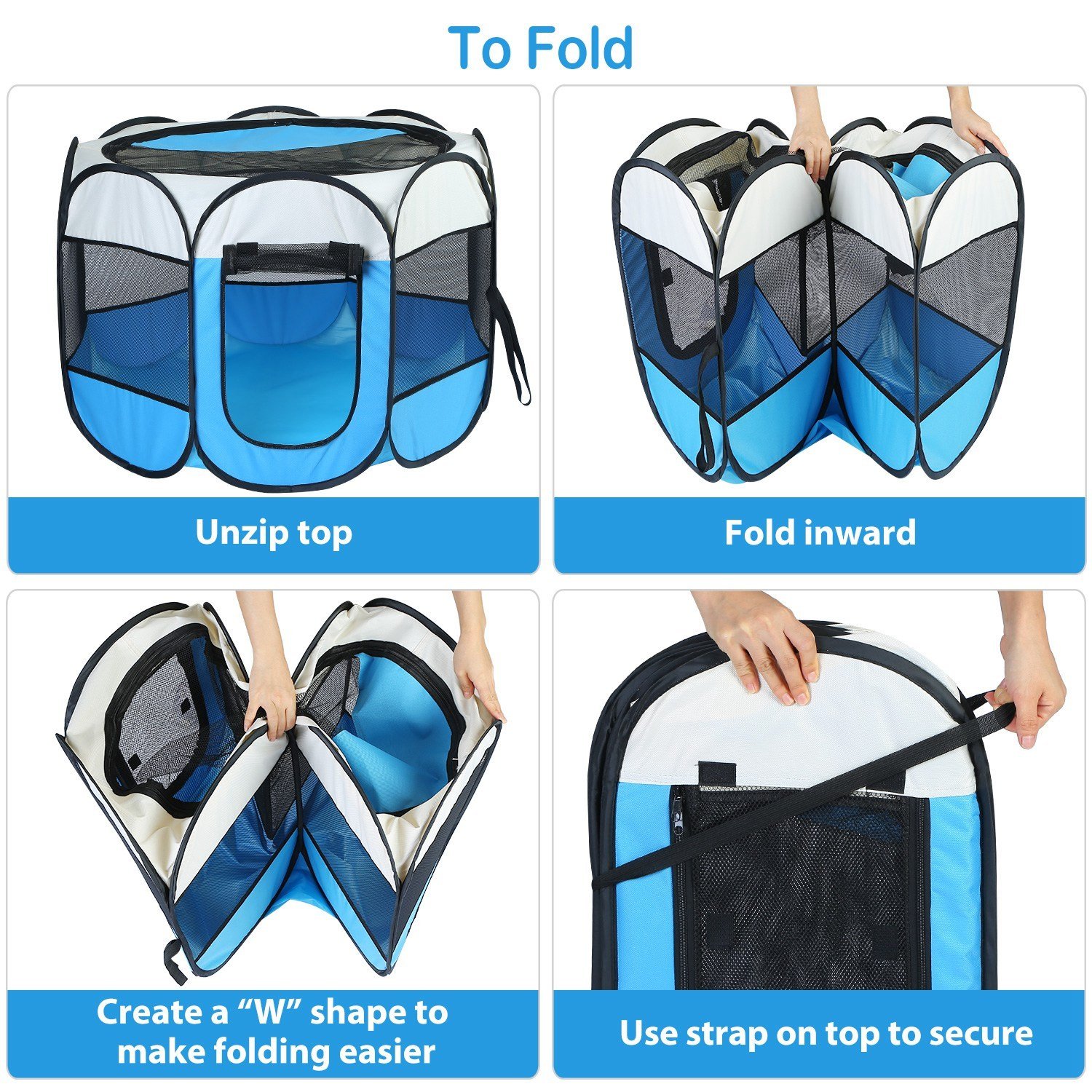 Portable Foldable Pet Tent w/ Zipper Top & Bottom - Image 4