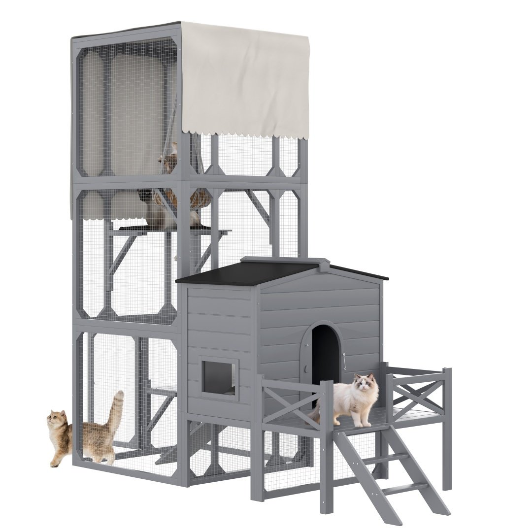 Wooden Catio Outdoor Cat House Enclosure - Image 2