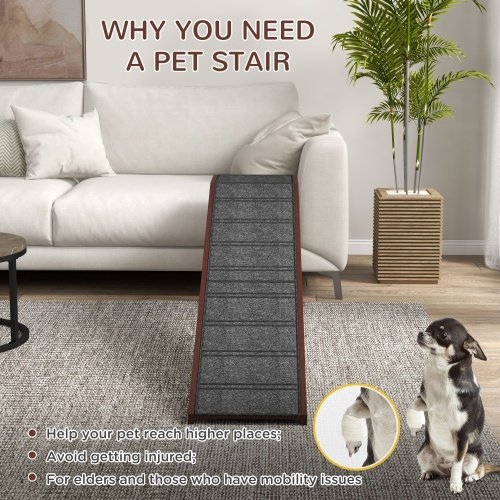 PawHut Dog Ramp w/ Non-Slip Carpet & Top Platform
