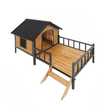 Outdoor Wooden Cabin Dog Kennel With Porch - Image 9