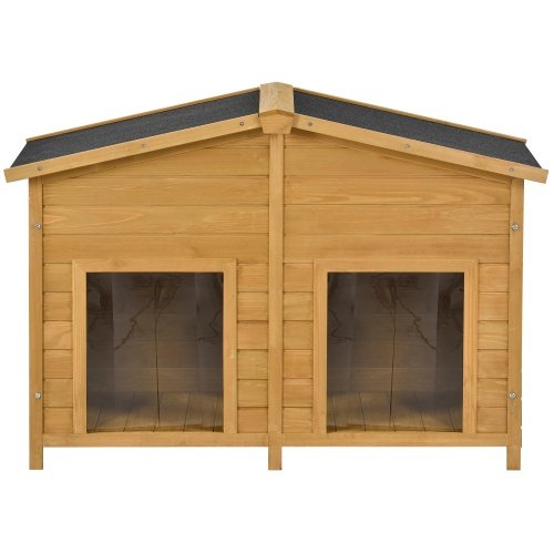 Large Wooden Outdoor Dog House With Porch & Doors - Image 7