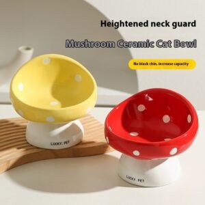 Ceramic Cat Bowl With Oblique Mouth Design