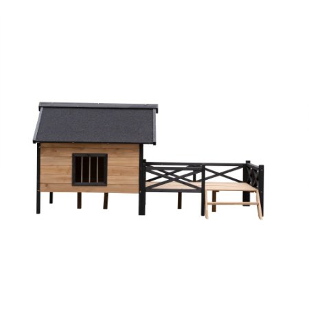 Outdoor Large Wooden Dog Kennel With Porch - Image 9