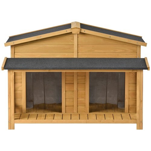 Large Wooden Outdoor Dog House With Porch & Doors - Image 6