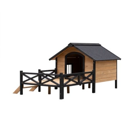 Outdoor Large Wooden Dog Kennel With Porch - Image 5