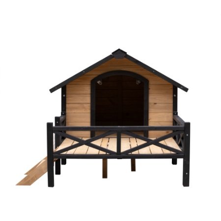 Outdoor Large Wooden Dog Kennel With Porch - Image 6