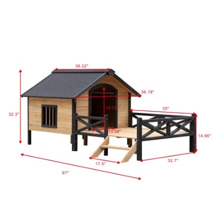 Outdoor Large Wooden Dog Kennel With Porch - Image 8