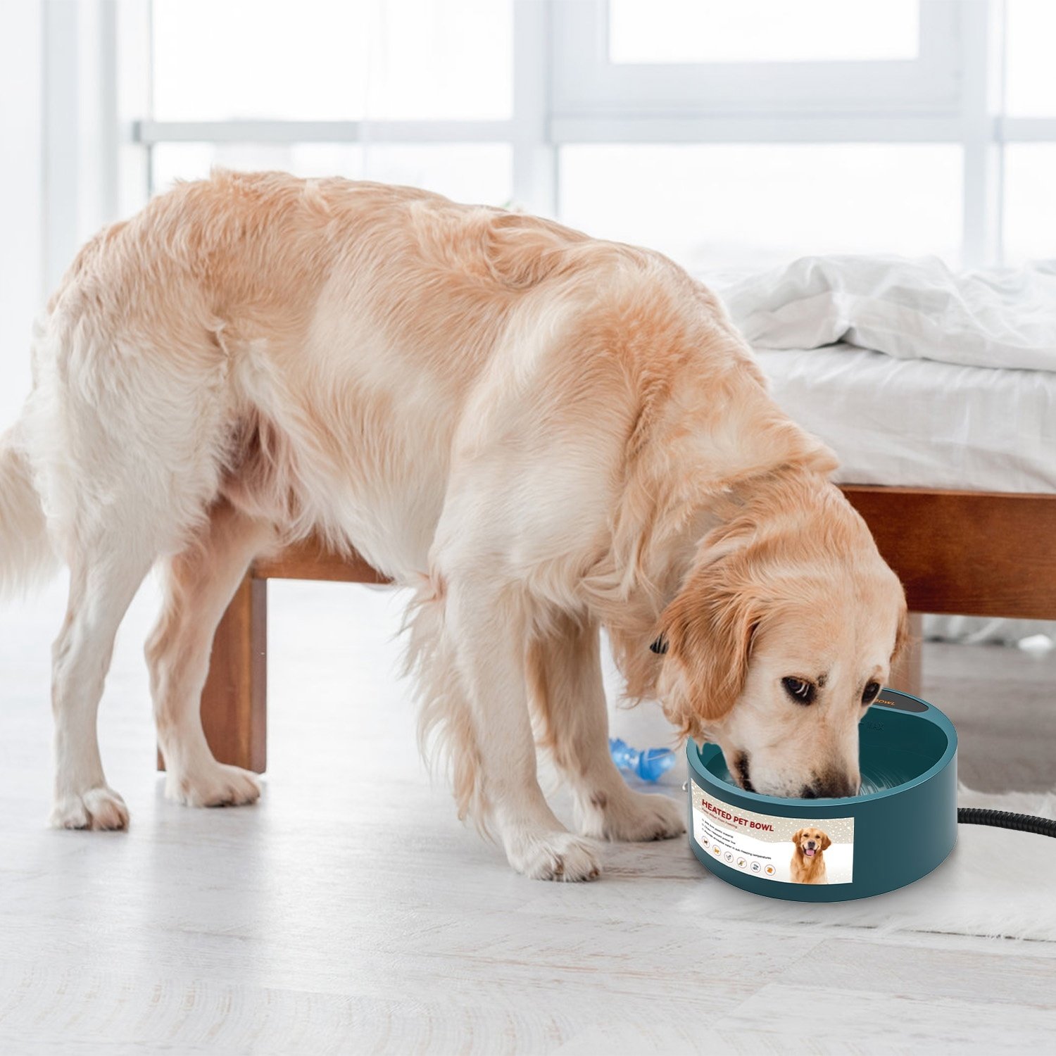 Heated Water Bowl for Pets 74oz Waterproof Dish - Image 4
