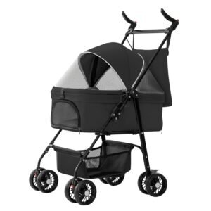 Pet Stroller 4-Wheels Foldable for Dogs & Cats