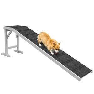 Dog Ramp For Bed With Non-Slip Carpet Platform