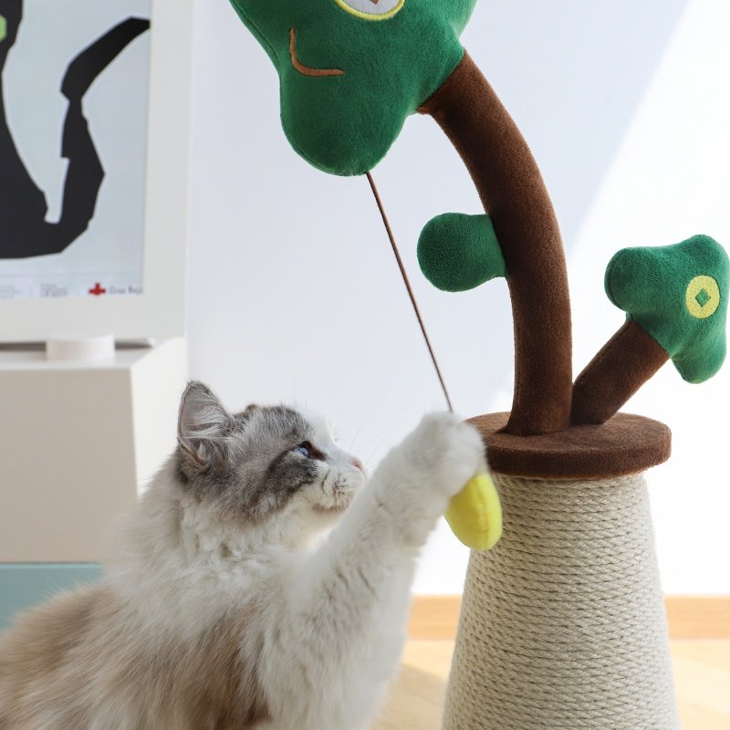 Vertical Money Tree Cat Scratching Post with Toy - Image 2