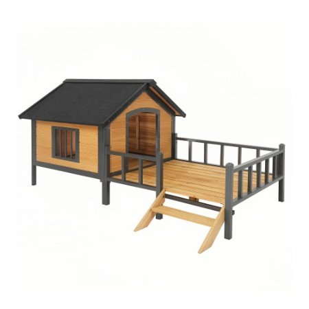 Outdoor Wooden Cabin Dog Kennel With Porch - Image 5