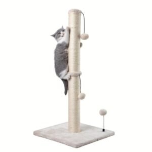 Extra Thick Cat Scratching Post with Hanging Toy